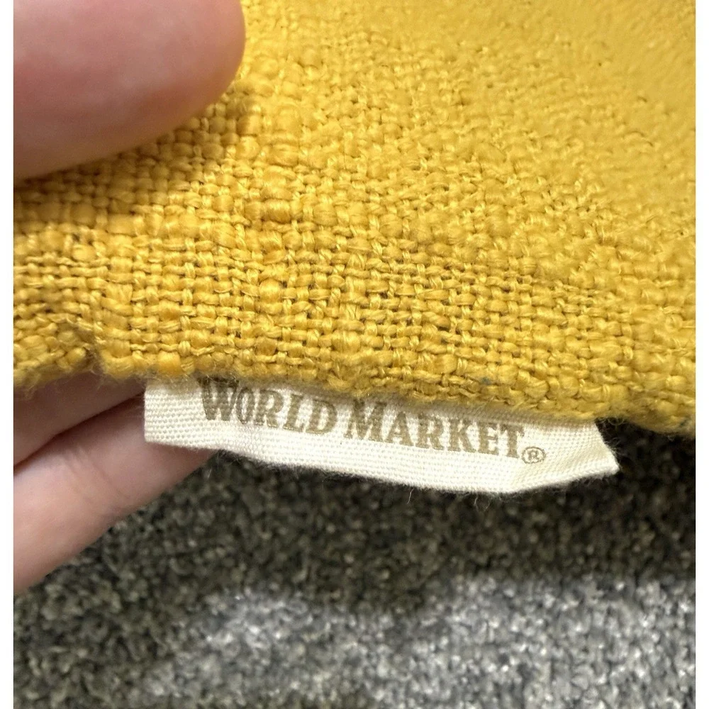 World Market 20x20 Pillow Case Mustard Yellow Textured Oeko-Tex Throw Cover